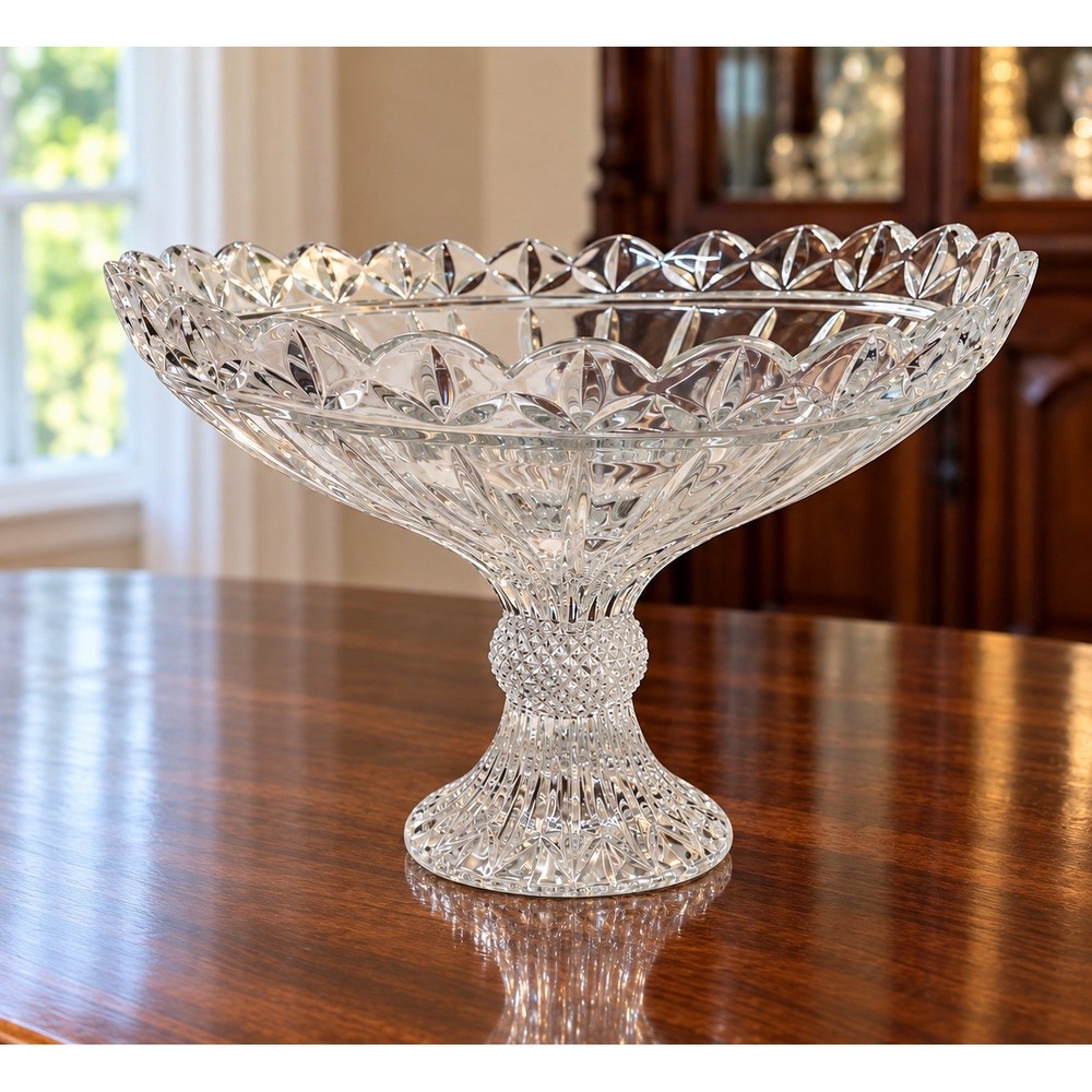 Godinger Shannon Crystal Olympia 11.5" Footed Compote Pedestal Centerpiece Bowl